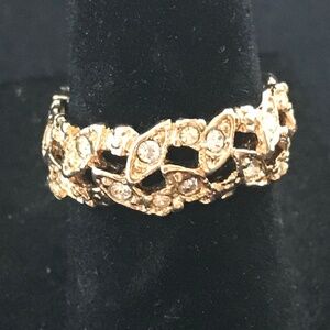 Vintage Gold Tone Eternity Ring with Faux Diamonds - Size 6.5